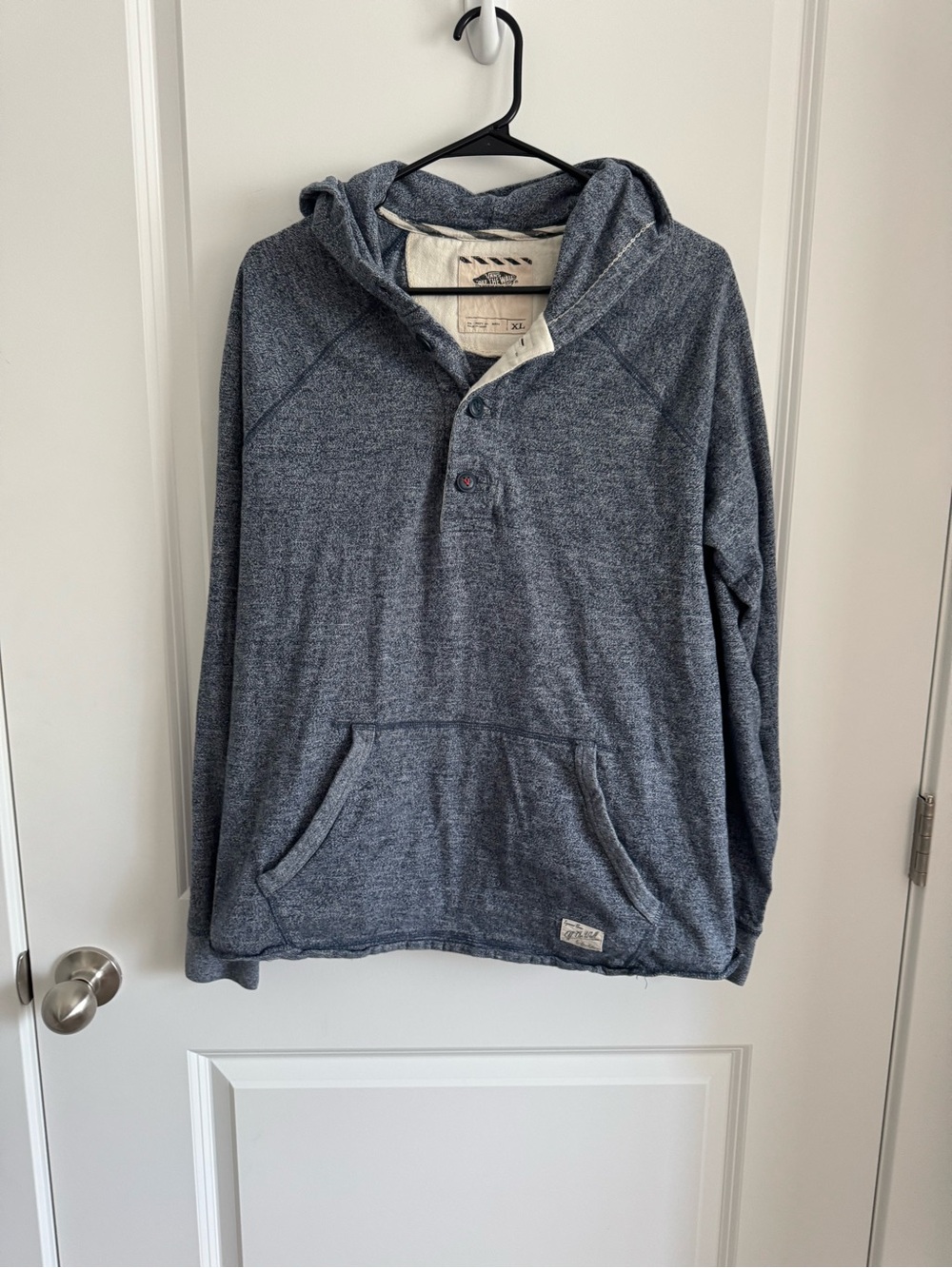 Vans Men's Navy Heather Hooded Henley Sweatshirt